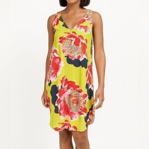 Uncle Frank Vibrant Bold Floral Sleeveless Shift Dress  SZ S